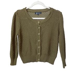 Ye Mak fall olive green button up cottage knit cardigan sweater size Large